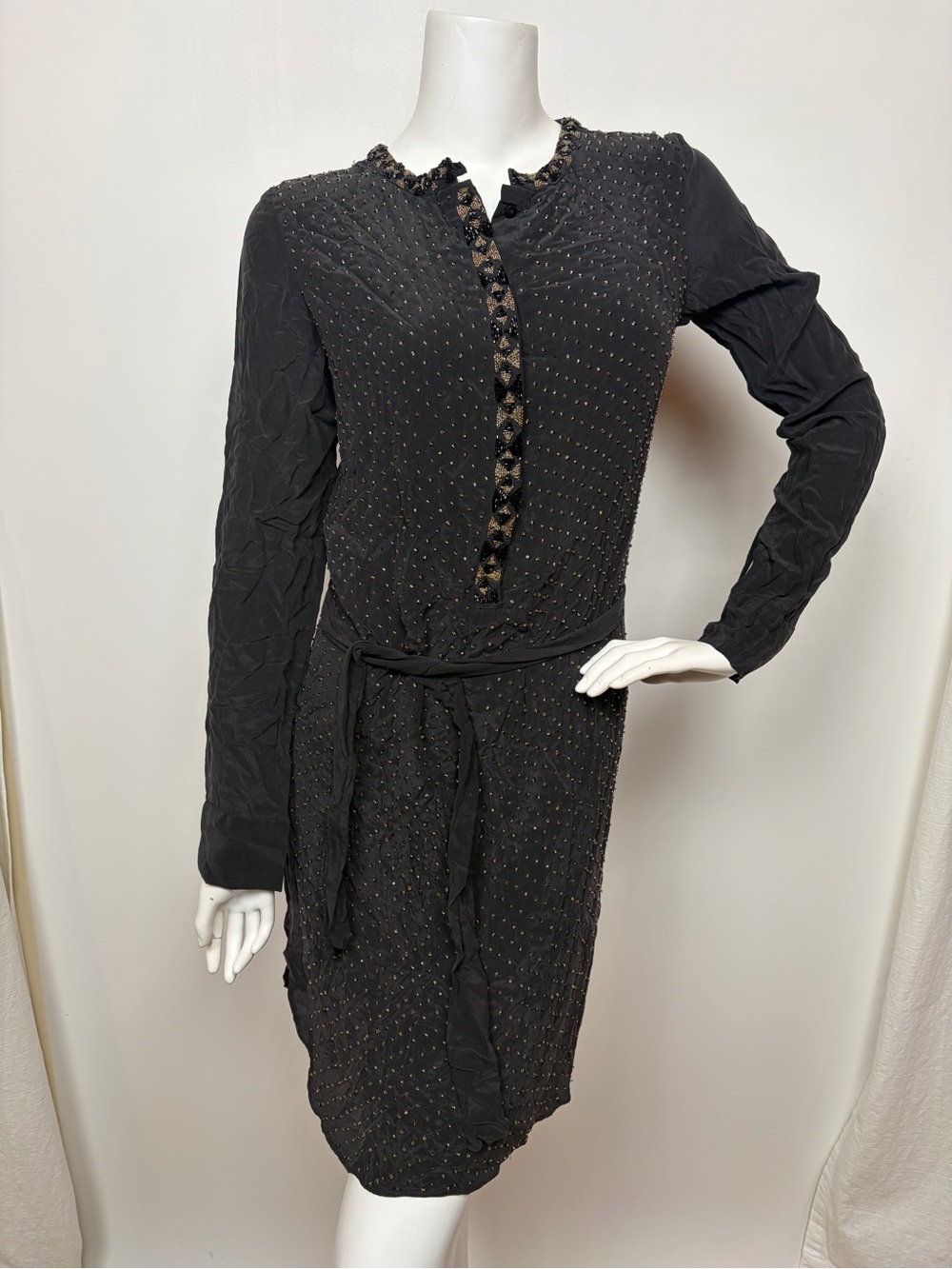 Anti Batik Silk Beaded Dress Women’s Size Small